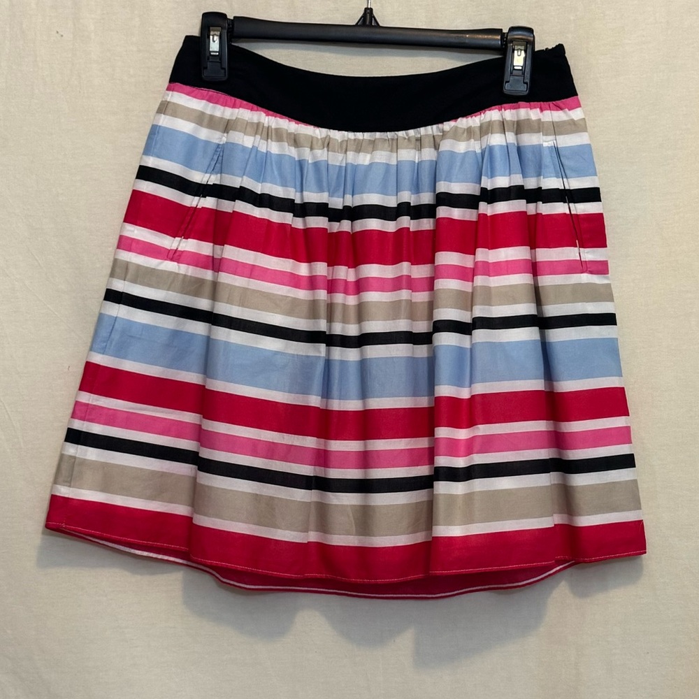 A-176 Cynthia Rowley Colorful Stripe Lined 100% Cotton Mini Skirt Size 2